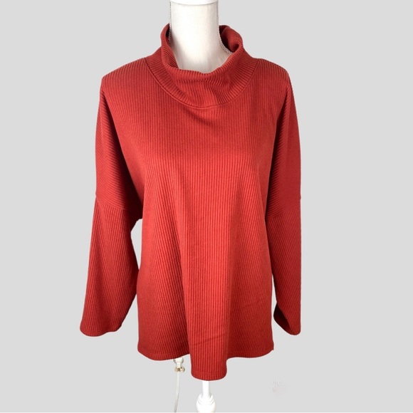 Old Navy, Plus Size XXL Burnt Orange Mock Neck Warm 3/4 Sleeve Pullover Shirt - Picture 1 of 9